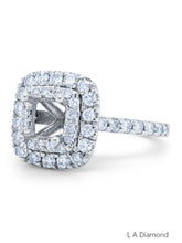 14K White Gold Cushion Cut Diamond Semi-Mount Engagement Ring (1.20 ct)